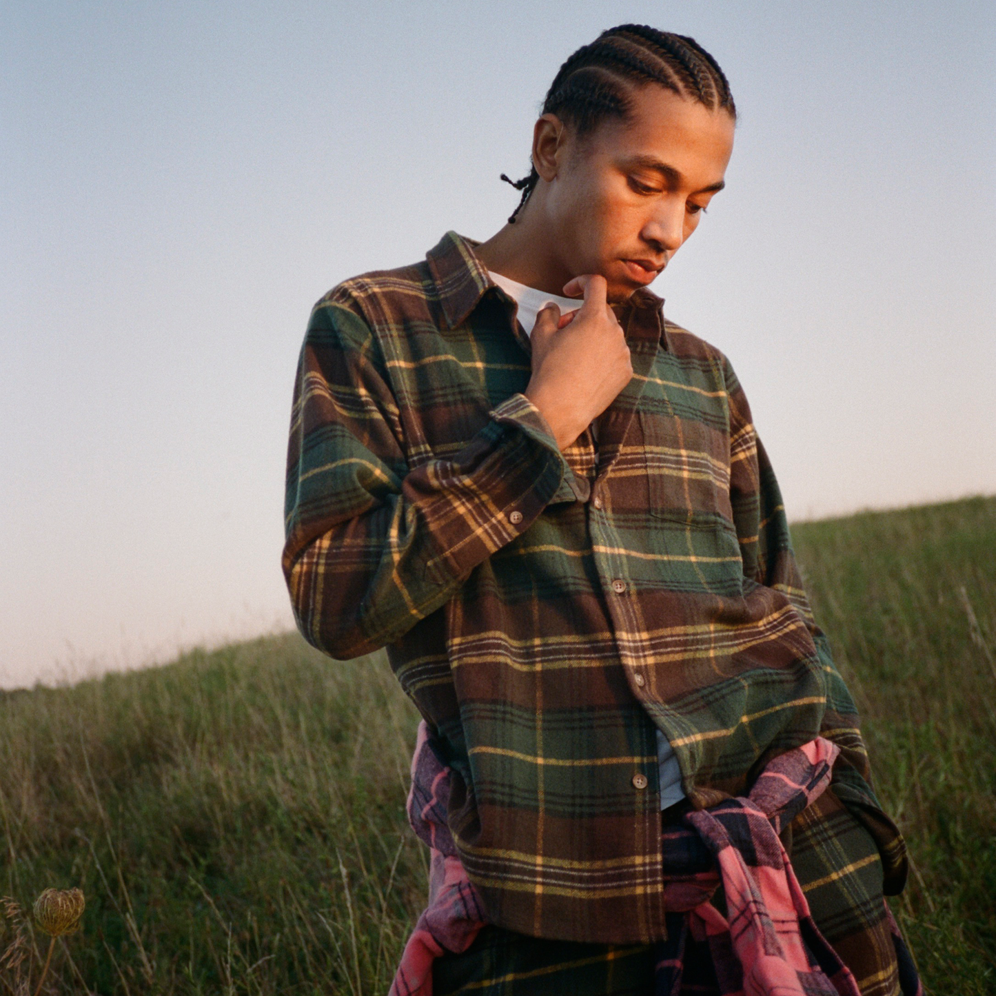 Flannel Button Down Shirt - Yellow