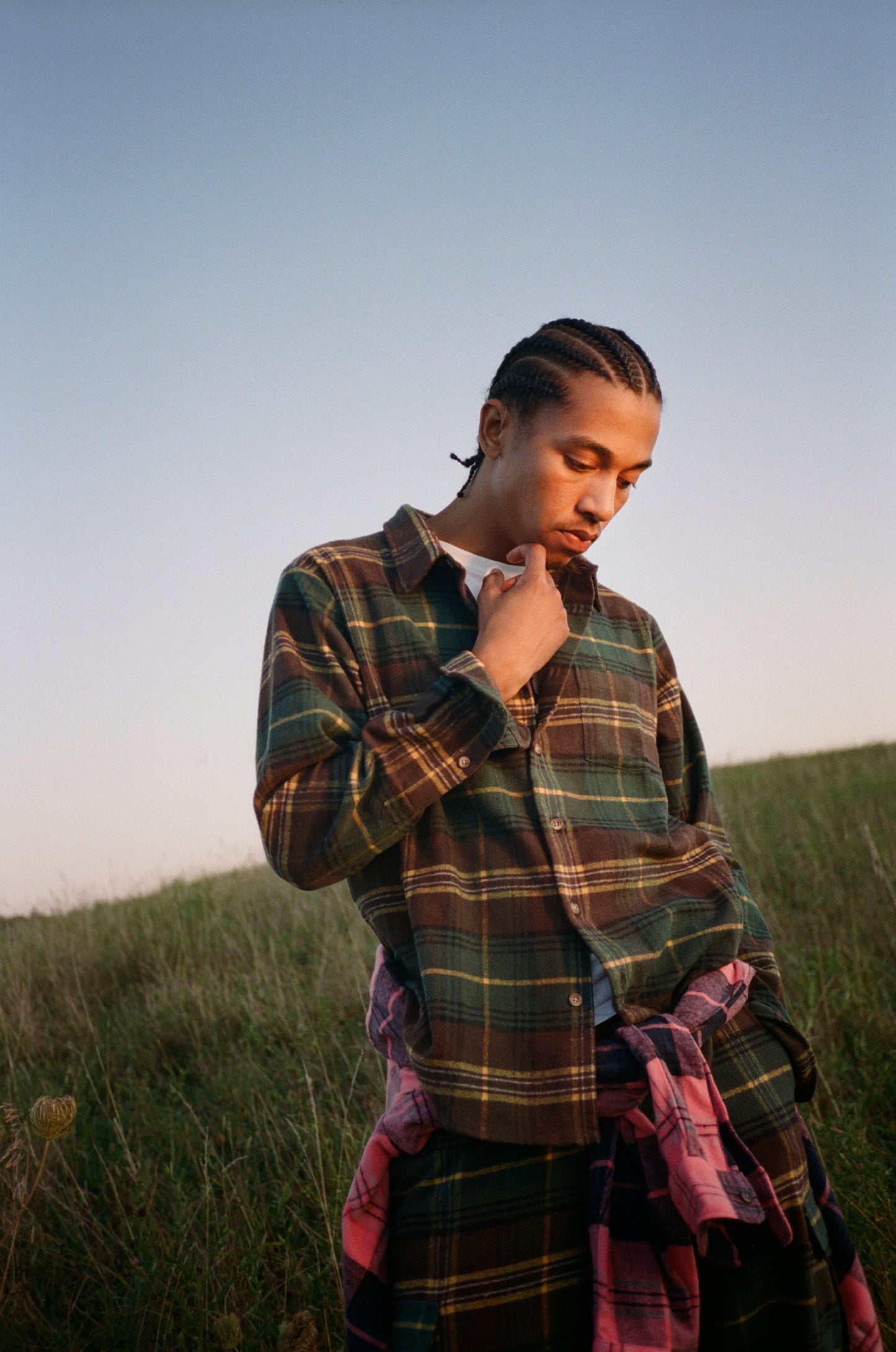 FLANNEL BUTTON DOWN SHIRT - PINK