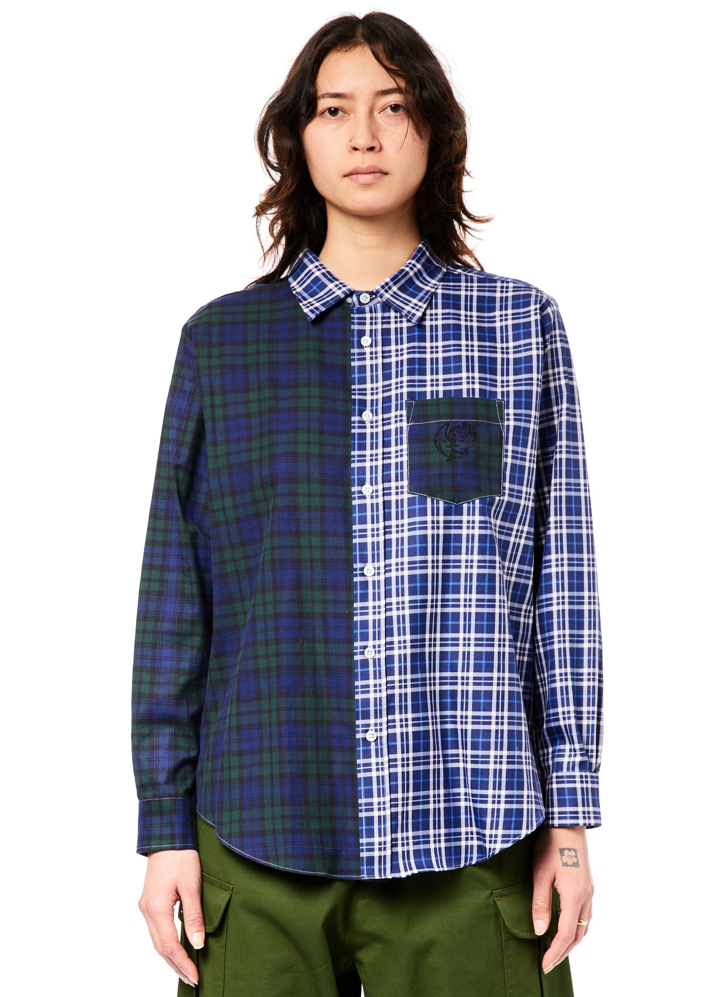 Split Tartan Button Down Shirt