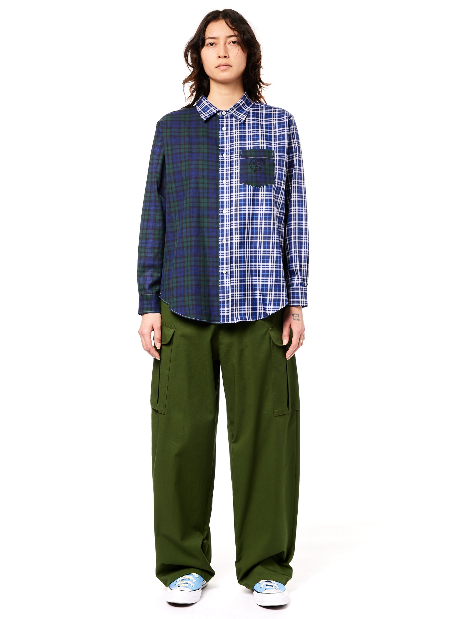 Split Tartan Button Down Shirt