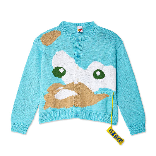 Ice Cream Hand Knit Cardigan Knit - Blue