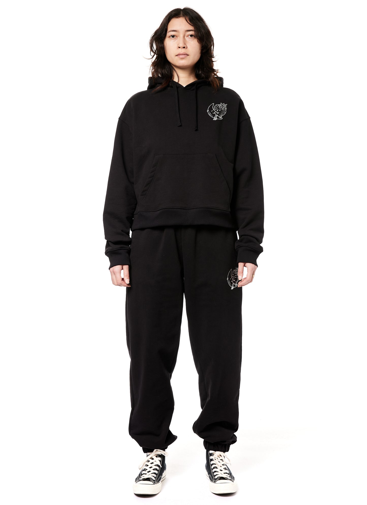 BEDAZZLED HOODIE KNIT - BLACK