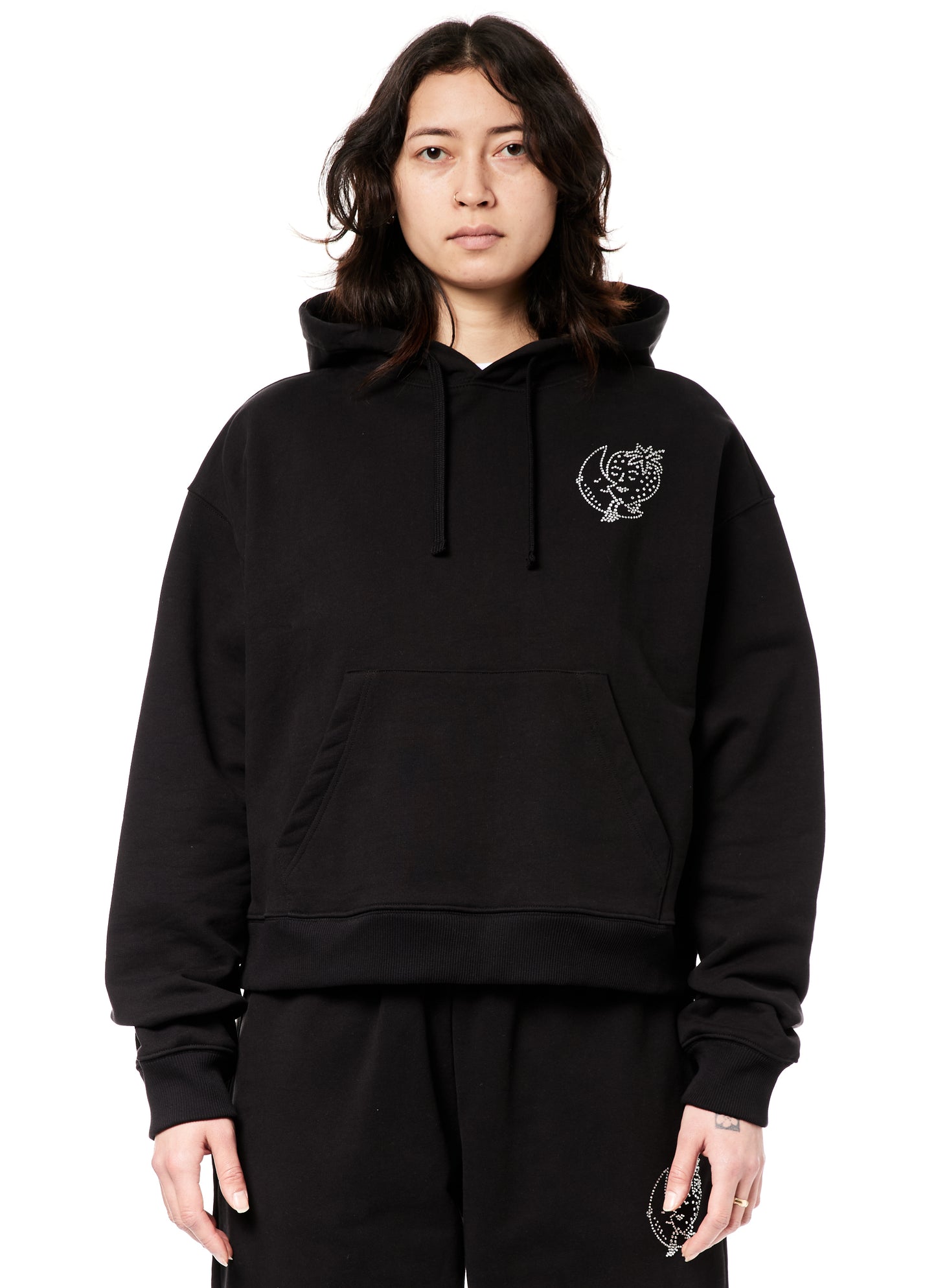 BEDAZZLED HOODIE KNIT - BLACK