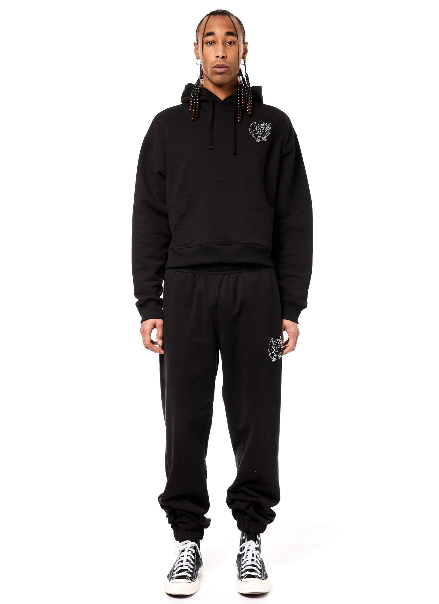 BEDAZZLED HOODIE KNIT - BLACK