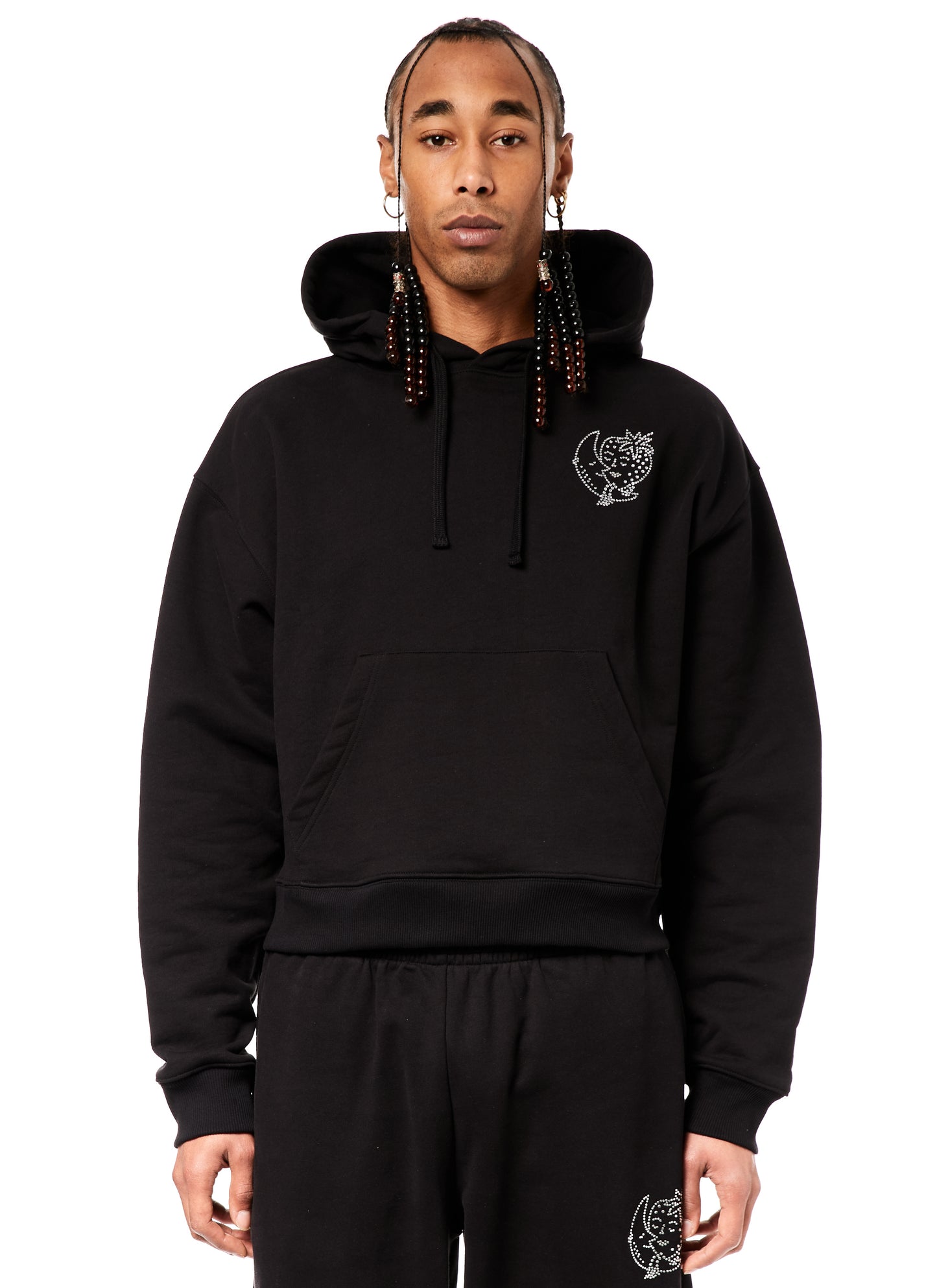 BEDAZZLED HOODIE KNIT - BLACK