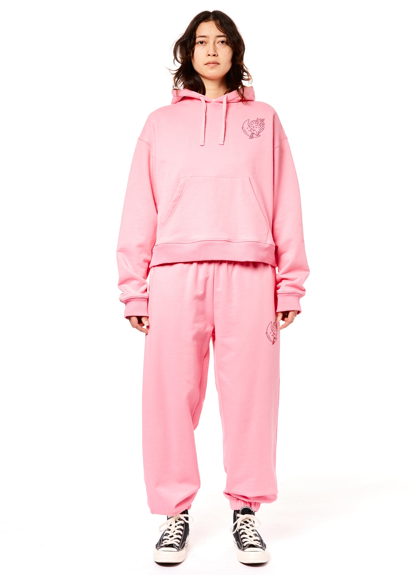 BEDAZZLED HOODIE KNIT - PINK