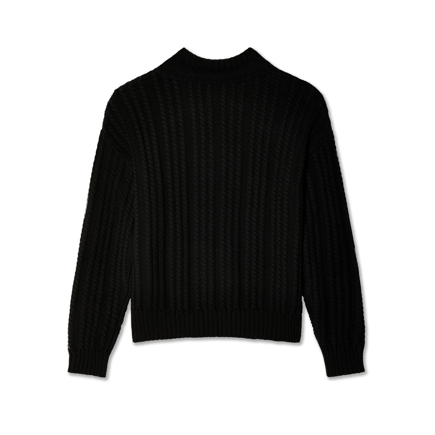 CABLE KNIT VNECK TRIPLE BLACK SWEATER KNIT