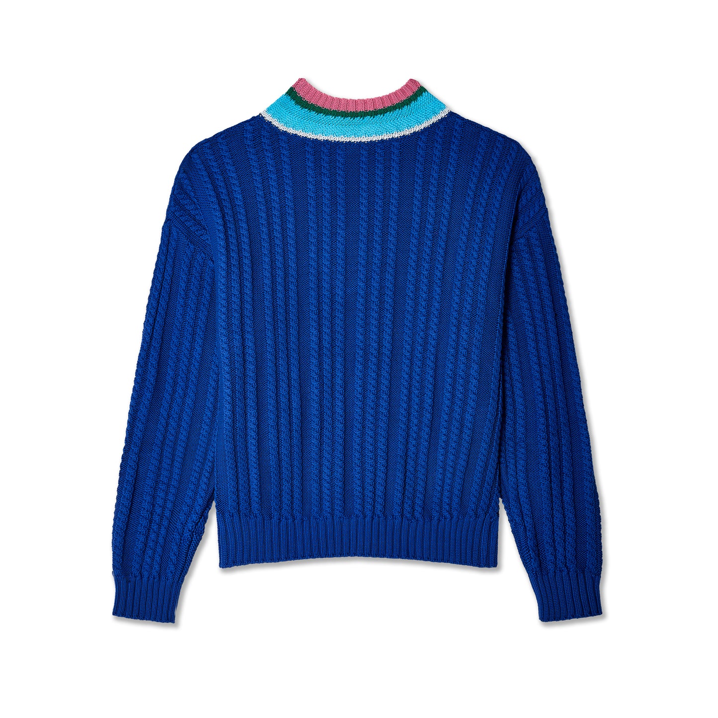 CABLE KNIT VNECK STRIPED SWEATER KNIT