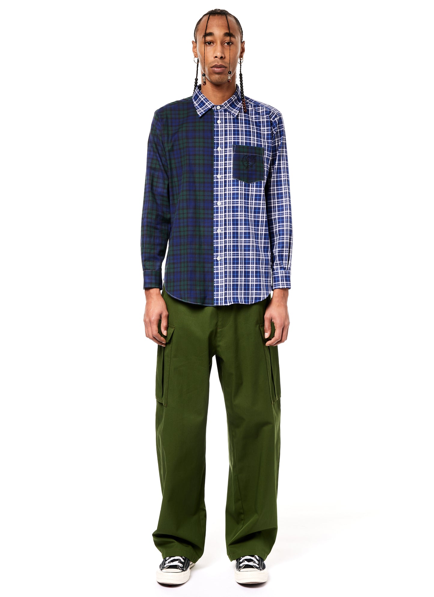 Split Tartan Button Down Shirt