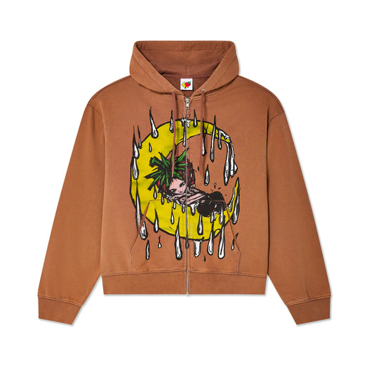 ERI ZIP UP HOODIE KNIT - BROWN